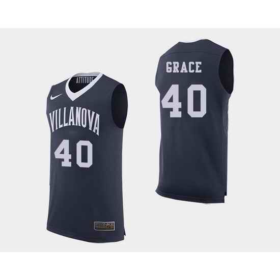 Men Villanova Wildcats Denny Grace Navy College Basketball Jersey